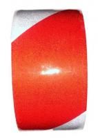 Лента сигнальная 50ммх100м красно-белая светоотражающая