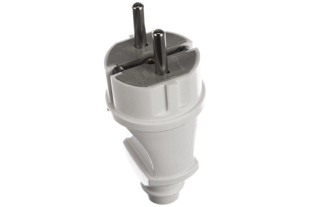 Вилка 16А прямая белая с з/к  IP20 IN HOME