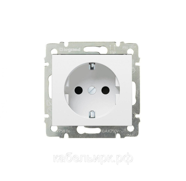 Розетка механизм 1-мест с/з белая Legrand Valena 