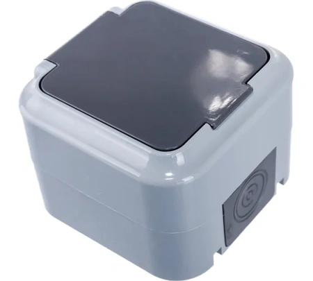 Розетка о/у 1-мест с/з с крышкой IP54 серый Пралеска Bylectrica