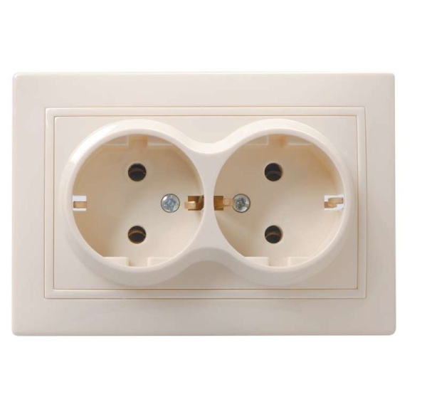 Розетка 2-мест б/з крем Кварта IEK