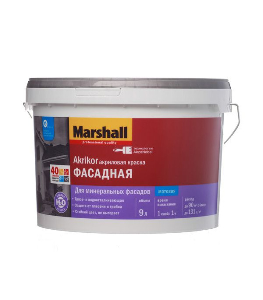Краска Marshall Akrikor фасадная силикон-акриловая  9,0л BW 5%